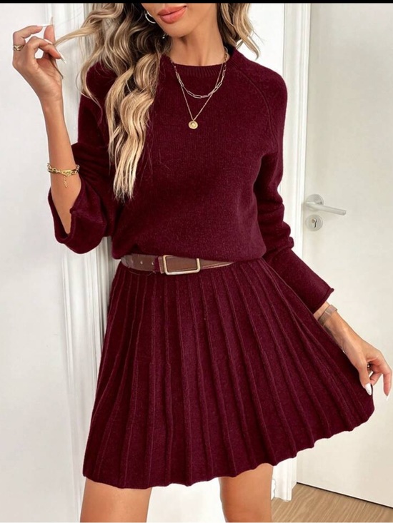 Emery Rose Dresses & Skirts - Emery Rose Burgundy Knit Sweater skirt set top 2pc large viral